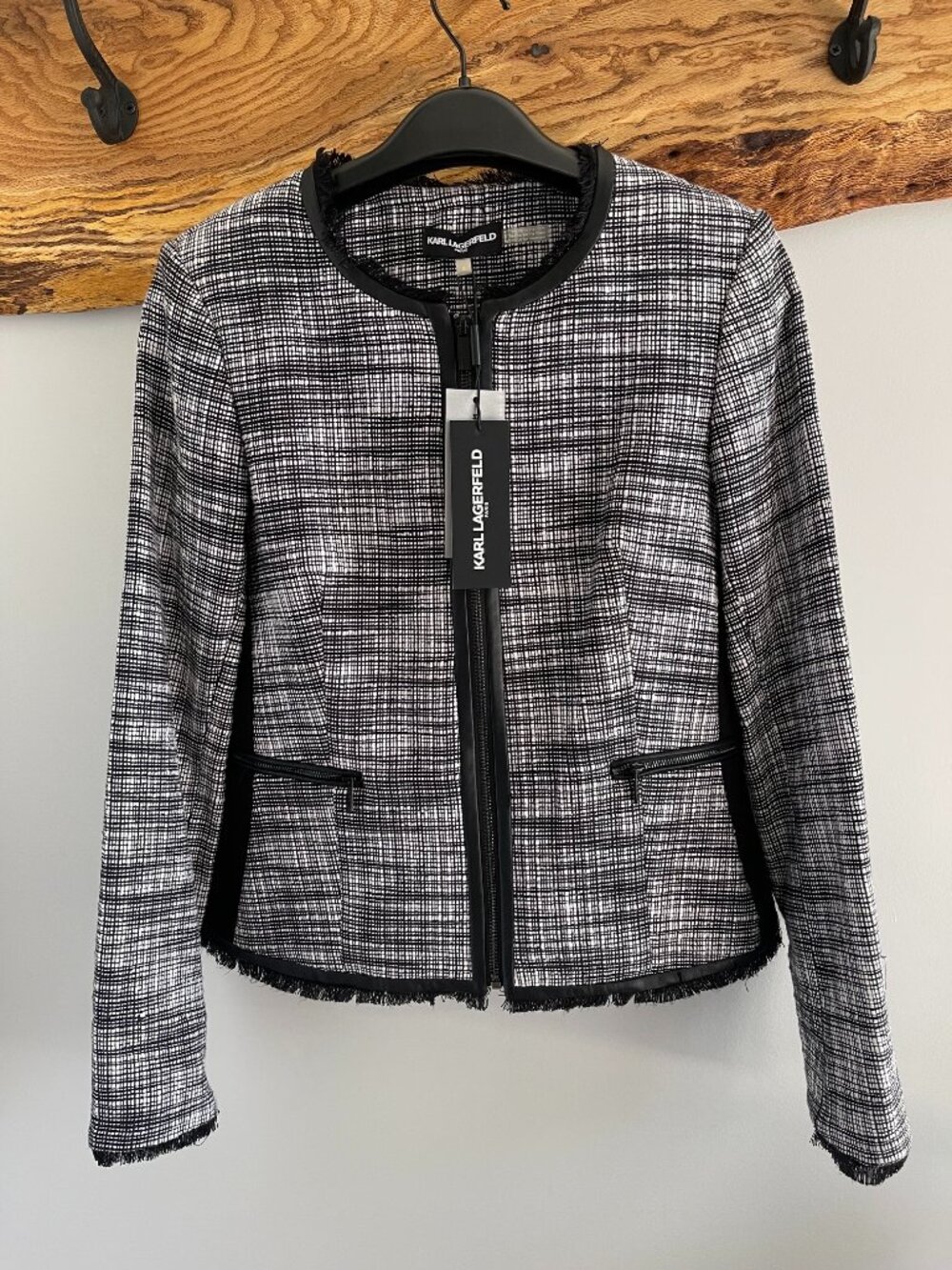 Karl Lagerfeld Paris cotton tweed zip-up blazer/jacket size 6 NWT